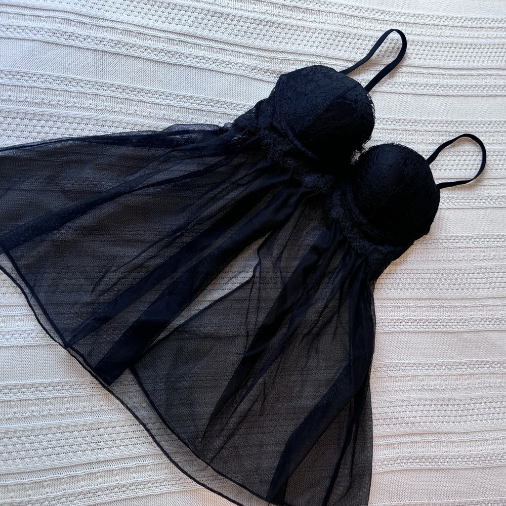 Elegant Black Lace Babydoll